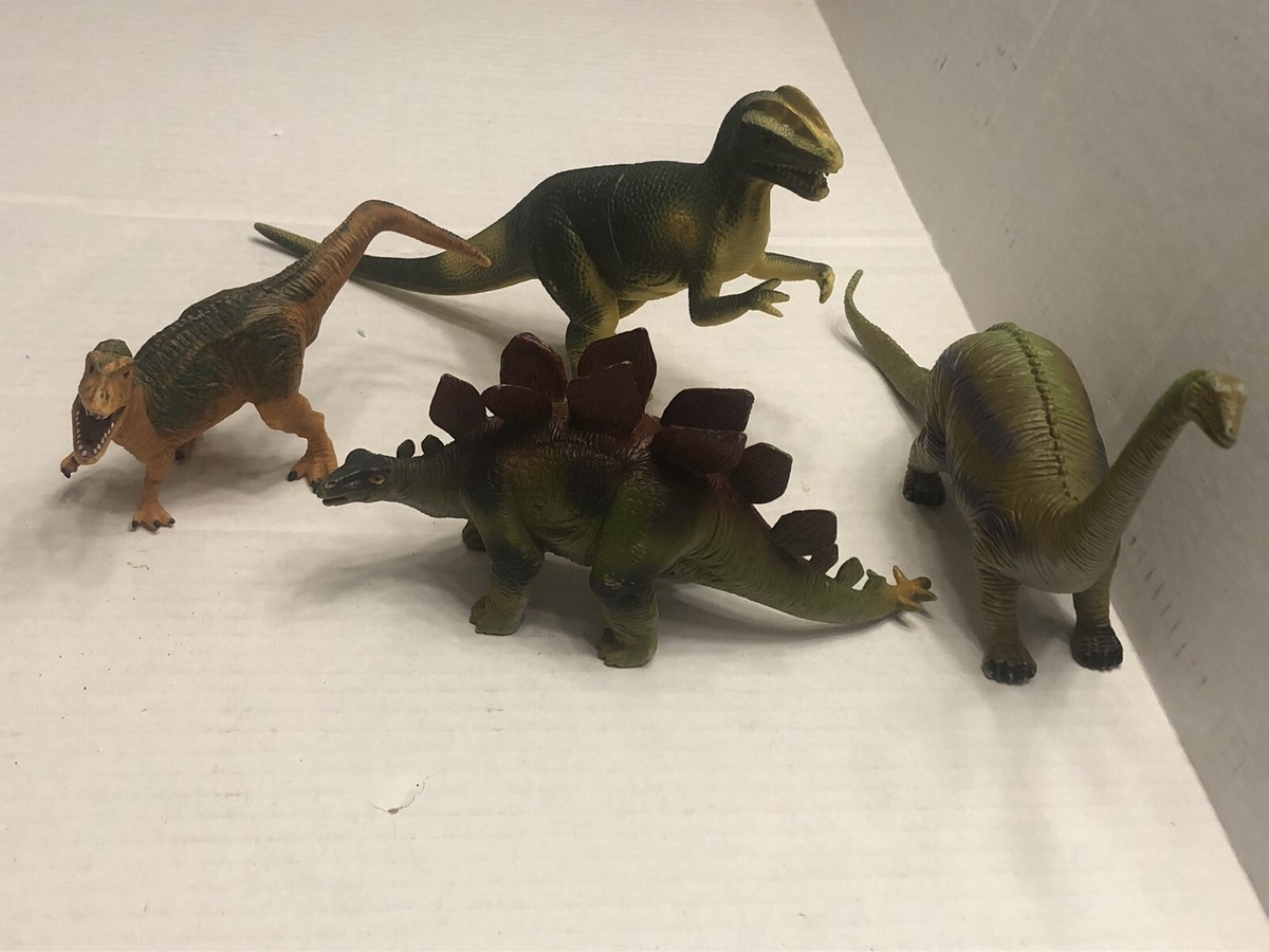 Lot Of 4 1990s Plastic Dinosaurs Figure Model Velociraptor