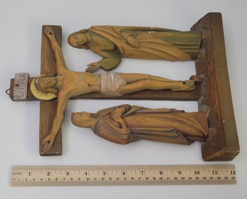 De colección Italia Crucifixión de Cristo Estaciones de la Cruz #12 Madera Religiosa - Imagen 5 de 8