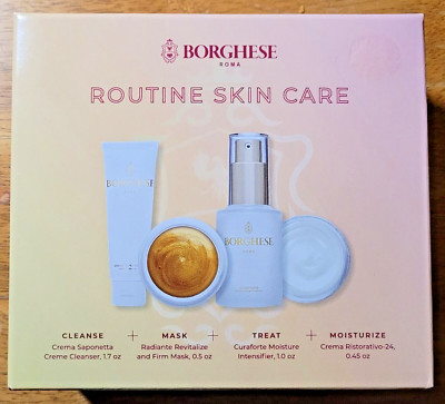 4-Pc Set Borghese Roma Routine Skin Care - Cleanse Mask Treat Moisturize Sealed