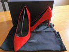 $355 NIB Theory Braxia Pump Red Suede Pointed Toe 3.5" Heel Made Italy 37 US 7 — photo 4