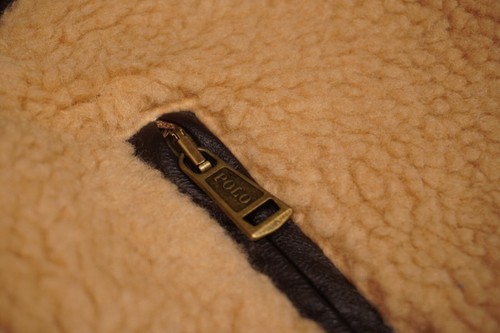 Polo Ralph Lauren Sherpa Leather Moto Jacket Camel XXL Polyester Brand New - Picture 6 of 13