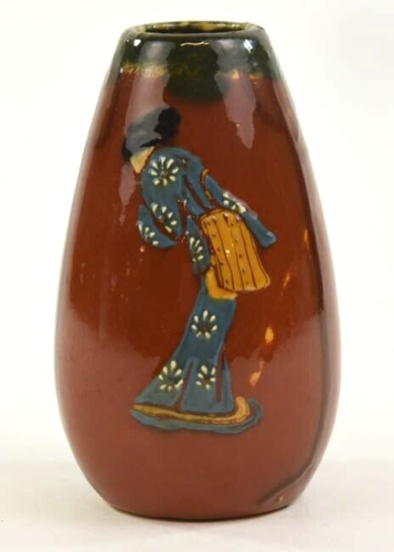 Weller Pottery Jap Birdimal Vase With Geisha, 1900's