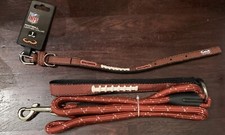NFL Football BULLDOGS team Leather Pet collar  Leash T 0.5" x 12"