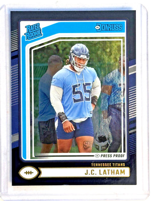 2024 Donruss #340 J.C. Latham Rated Rookie Black Press Proof #/10 Rc Titans