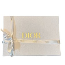 Dior Textured Empty White Box with Gold Logo and Dior Ribbon 12.2x9x5
