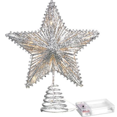 20 Light 10 Inches Christmas Star Tree Toppers Battery Operated Tree Topper w...