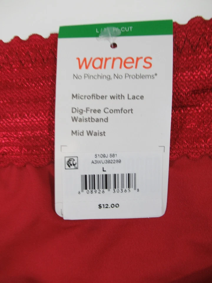 NOVA Calcinha Feminina Warners Microfibra Hi-Cut L/7 Vermelha 5109j - Imagem 2 de 4