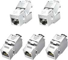 Cat7 Cat6A Shielded Keystone Jack 5-Pack, Toolless Modular, 10G