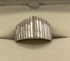 925 Sterling Silver Vintage Mexico Modernist Textured Ribbed Design Ring Sz8 10g