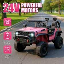 24V Kids Ride On Car with Remote 20" Spacious Seat 4WD/2WD Switchable Kids Gift