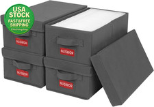 DVD Storage Box Organizer Grey Stackable Case Holder 4 Pack Holds 100 Dvds