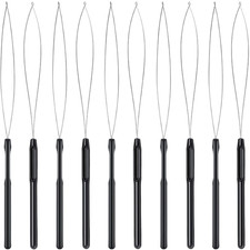 Loop Needle Threader Tool Black 10 Pcs For Hair Extension Bead Threading
