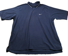 Nike Golf Men Polo Shirt Sz 2XL Navy White Trim Collar Short Sleeve Swoosh Logo
