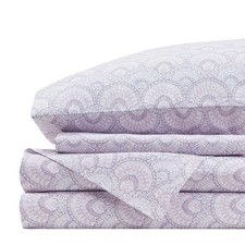 Comfort Spaces Twin XL Sheet Set, 100 Cotton, Tabitha Purple, 12" Elastic