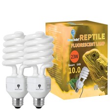 2 Pack 23-Watt Reptile Bulb Desert UVA UVB Light - 10.0 UVB Reptile Light - C...