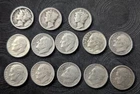 Lot Mixed Date Pre1964 10 Roosevelt Dimes Including 3 Mercury Dimes 1 Ozt Silver