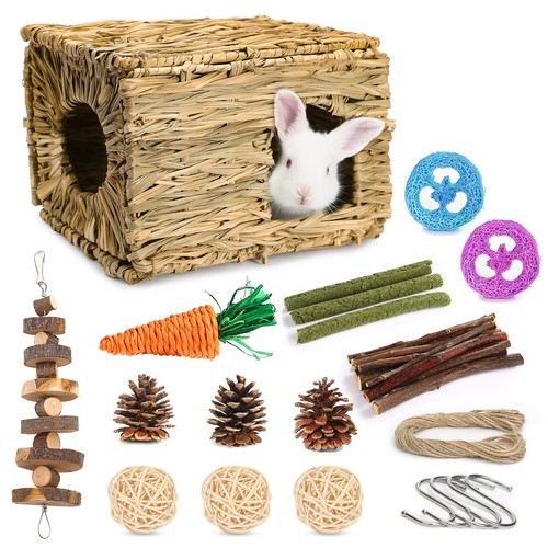 Bunny Grass House-Hand Made Edible Natural Grass Hideaway Comfortable Playhou...