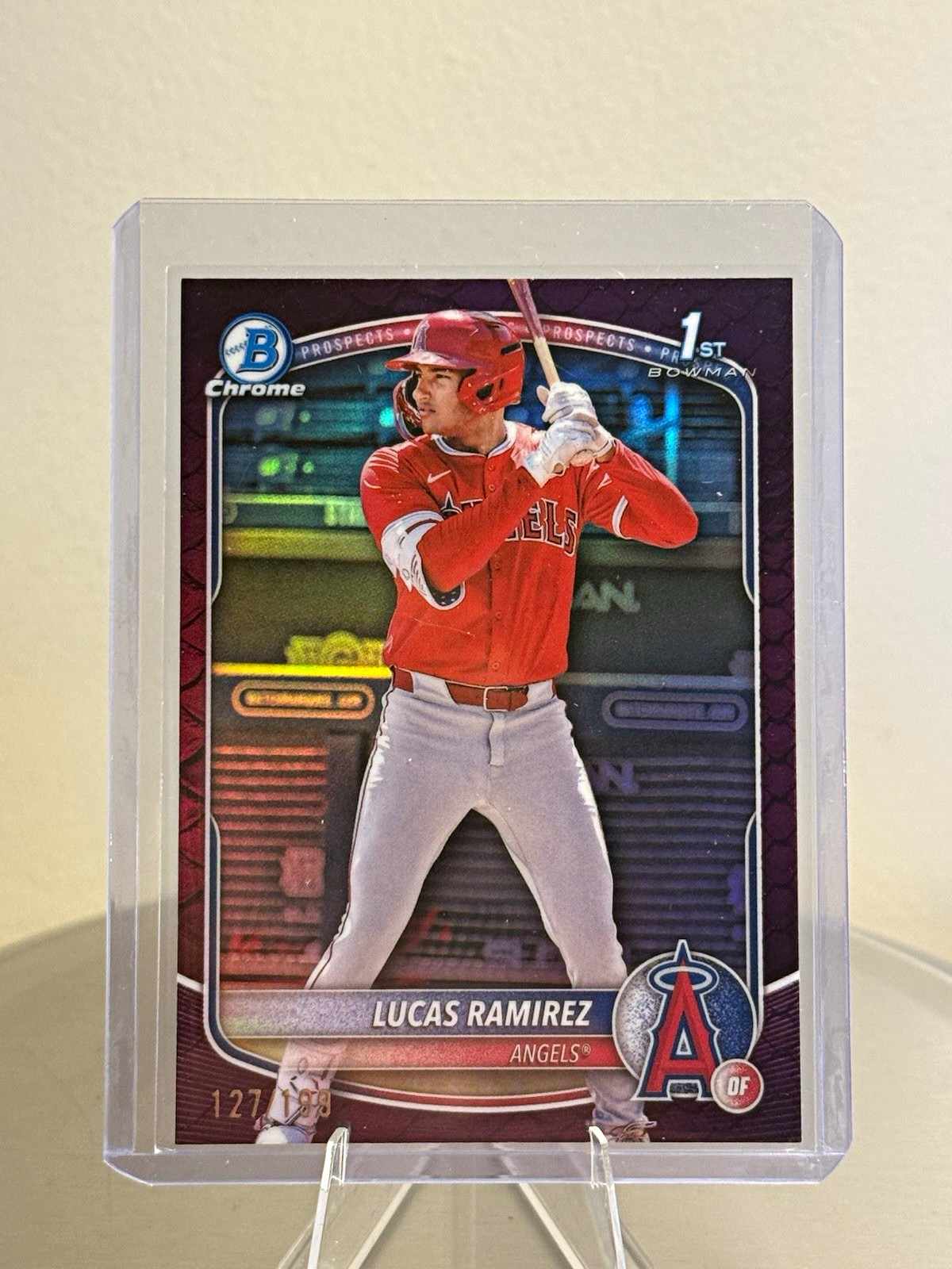 Topps 2025 Bowman Chrome Prospects Lucas Ramirez #BCP-135 Fuchsia /199 RC