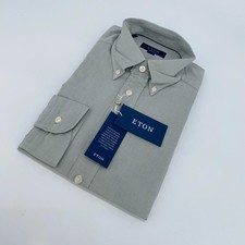 Eton Dress Shirt Mens L 16 - 41 Green Textured Oxford Contemporary Fit Business