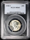 1948-S Washington Silver Quarter 25c PCGS MS65