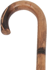 Solid Oak Wood Cane, Round Handle, Crook Style, Walking Aid with Slip Resistant