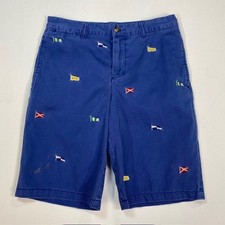 Polo Ralph Lauren Boys Blue Nautical Flag Embroidered Chino Shorts Size 14