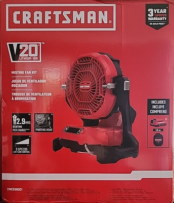 CRAFTSMAN V20 Cordless 20V Misting Fan Kit w/ Battery & Charger CMCE003C1