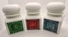 Rare Set of 3 Milk Glass Apothecary Kitchen Cannisters with Bubble Top ~ 1970's — photo 9