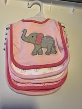 Baby Girl Bibs- Pink with Elephants and Floral Design