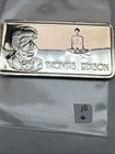 1974 Thomas Edison 'Our Greatest Americans' 1 Troy OZ 0.999 Fine Silver Art Bar