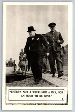 Winston Churchill Inspection First Line Defense Coast Army WWII Quote Postcard