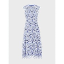 NEW Hobbs London Phoebe Lace Midi Dress Blue size 10