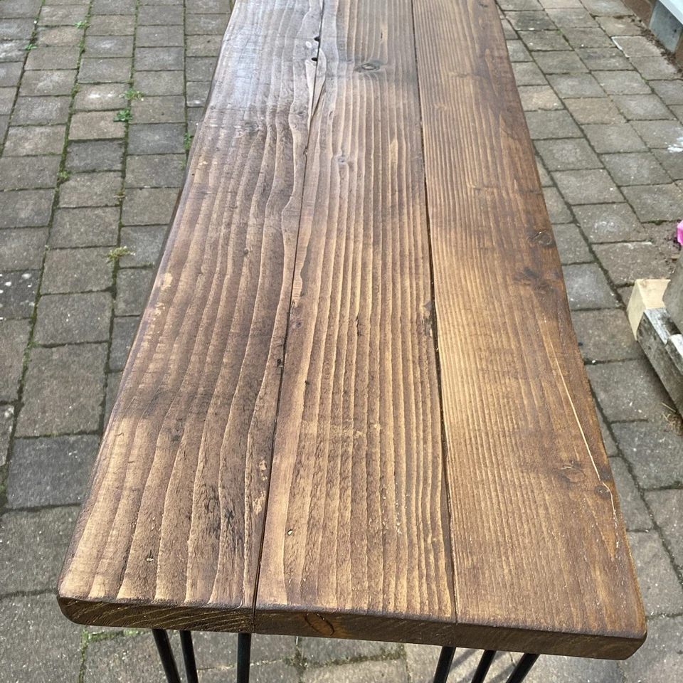 Rustic Console Table Made From Reclaimed  Planks - Image 3 of 4
