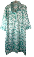 Gretchen Scott ladies everywhere arabesque shirt dress DIVA XXXL 18 Aqua White