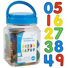 edxeducation Mini Jar of 40 Colorful Transparent Numbers - Sensory Math Play