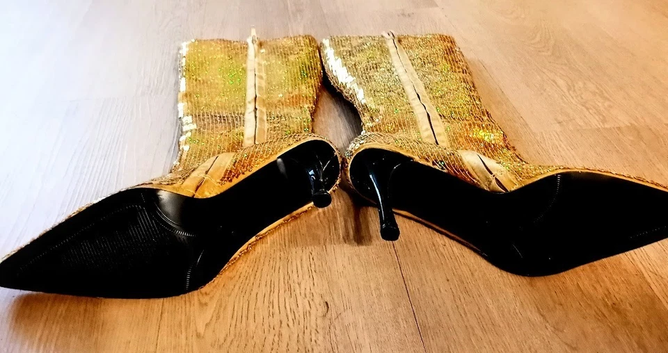 Botas de lentejuelas hasta la rodilla vintage - repostaje talla 10 sin usar Foto 4 de 4