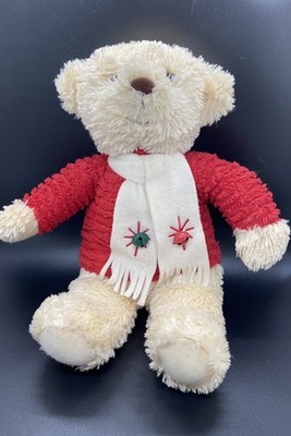Vintage Hallmark Jingle Bear spielt Jingle Bells 12 Zoll Stofftier 2 Glocken auf Schal