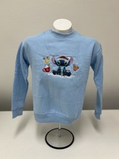 Christmas Stitch Embroidered Crewneck Sweatshirt Baby Blue Holiday Medium