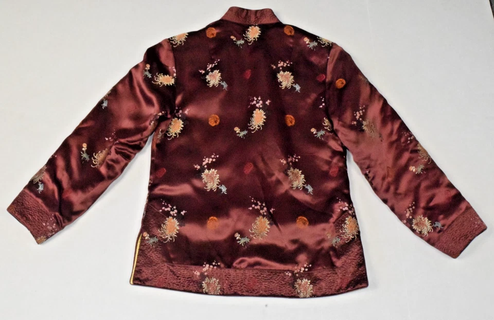 Chaqueta Vintage Reversible Satén Talla S Años 70 Bordada Bronce y Amarillo Limón Foto 3 de 4