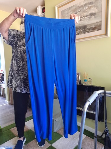 Nina Leonard Blue Straight Leg Stretchy Trousers Size XL