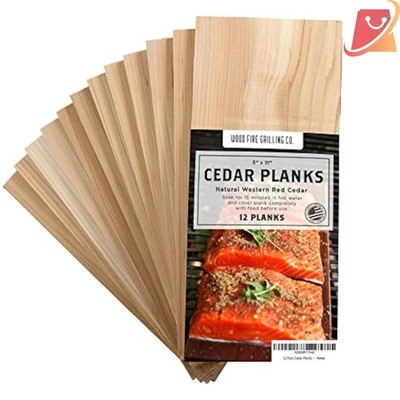 12 Pack Cedar Planks for Grilling Salmon Pork Veggies Oven Safe Western Red