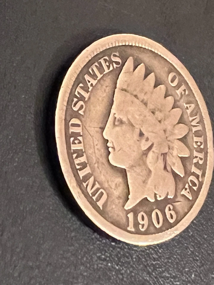 1906 Indian Head Cent With Large Die Crack On Obverse - Image 2 of 4
