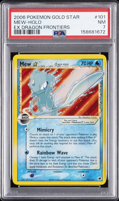 2006 POKEMON EX DRAGON FRONTIERS GOLD STAR #101 MEW-HOLO PSA 7