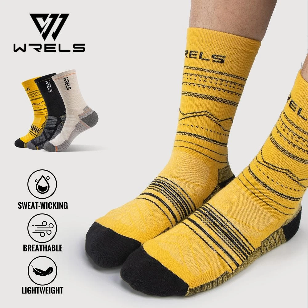 Wrels Merino Wool Socks Hiking Lightweight Shock Absorption Damping Mid-calf Ank