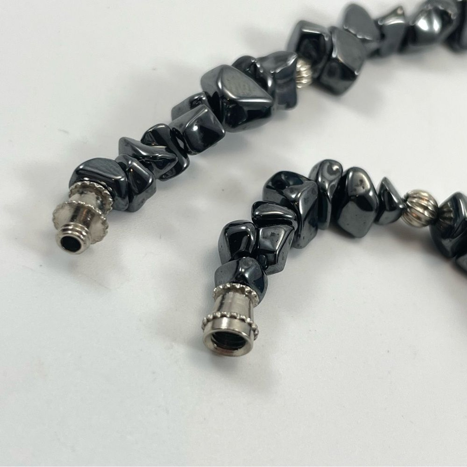 Beautiful Unsigned Hematite Nugget Silver Tone Be… - image 5