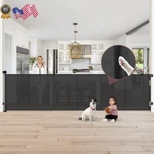 Reinforced 41" Tall × 150" Extra Long Retractable Baby Gate with Support Rods