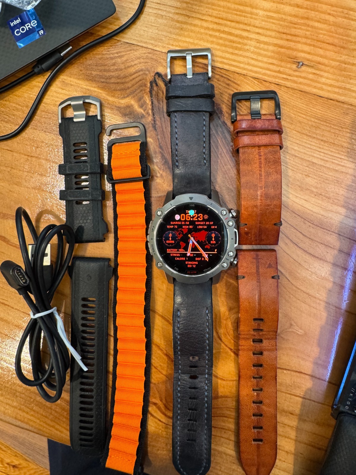 Amazfit Falcon 49mm Smartwatch Excellent Condition with Two Leather Bands
