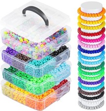 4800Pcs Pony Beads,24 Colors Beads Bulk for Bracelets 6x9mm, Style-A