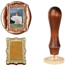 Frame Wax Seal Stamp with Wood Handle,3D Embossed Photo Sealing Stamp Elegant...