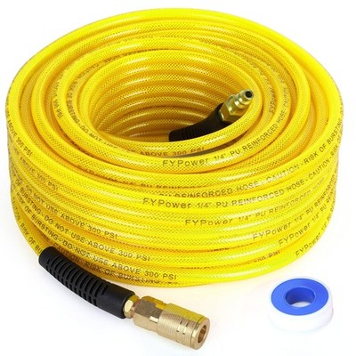 Air Compressor Hose 1/4 Inch x 100 Feet Reinforced Polyurethane (PU) Air Hose...